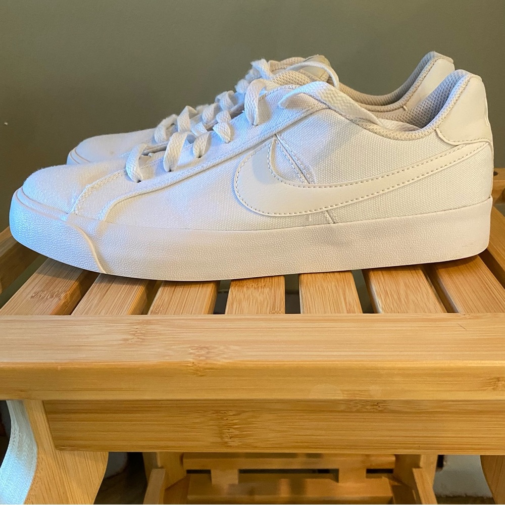 Nike Court Royale triple white canvas court shoes